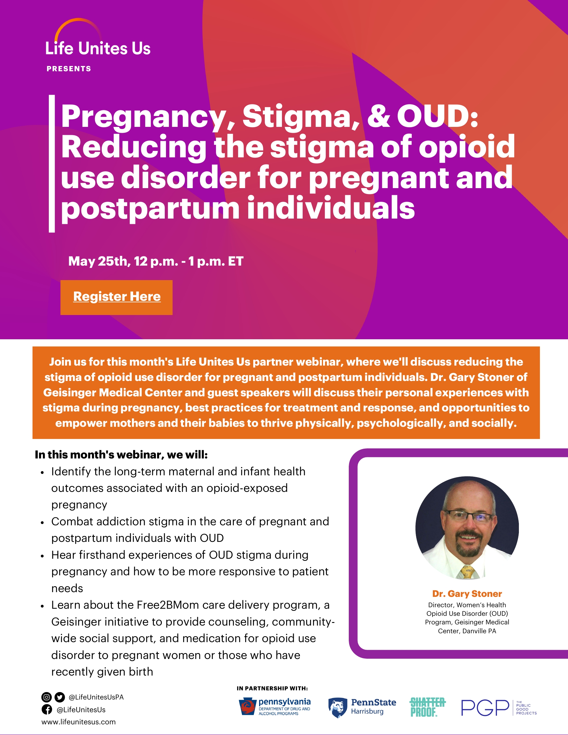 TOMORROW Webinar Reminder: Pregnancy, Stigma, & OUD Noon May 25
