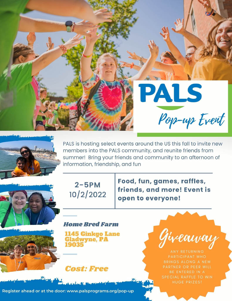 PALS Programs Philly Pop Up Event October 2, 2022 CAMP for individuals w/ Down Syndrome & peers