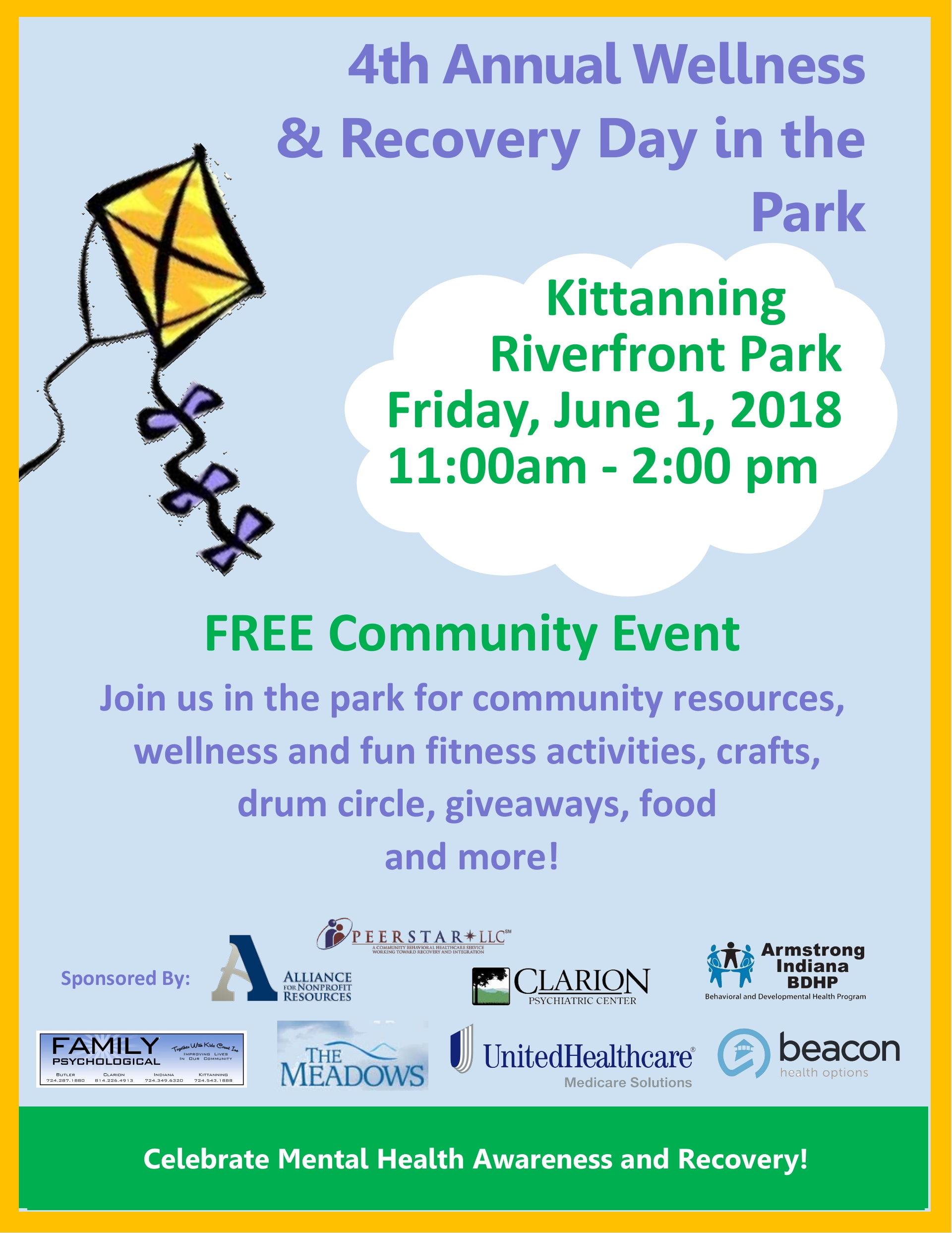 ARMSTRONG COUNTY Wellness and Recovery in the Park 2018