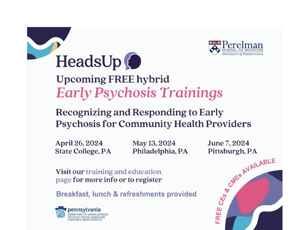 Recognizing & Responding to Early Psychosis for Community Health Providers. Training