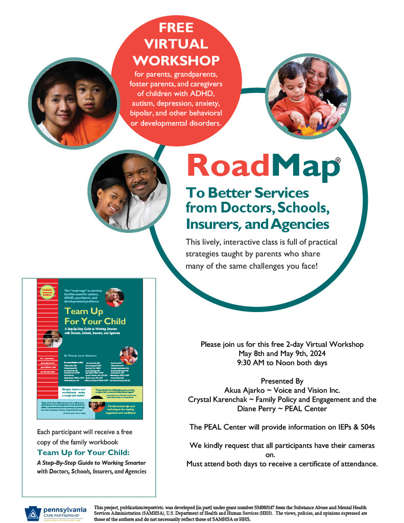 Family Road Map Training for Caregivers of Children w/all kinds of challenges! May 8-9, 2024